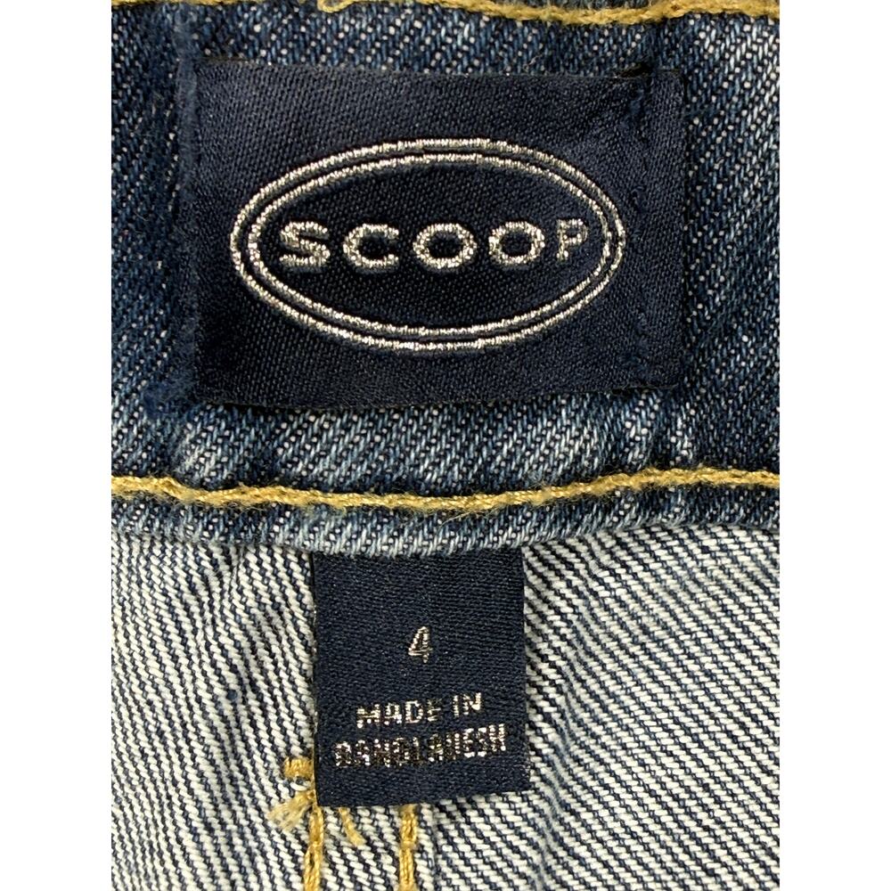 NWT Scoop Women’s Blue Rhinestone Wide Leg Jeans high waist 100% cotton Sz 4 - Picture 6 of 11